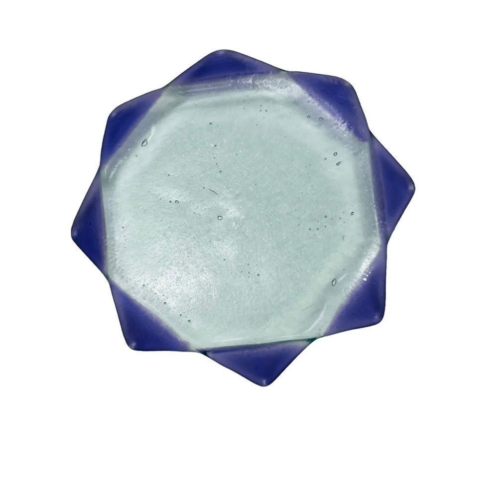 10/$25🦋 Set of 3 Stackable Purple & Blue Lotus Glass Trinket Trays - Picture 11 of 15